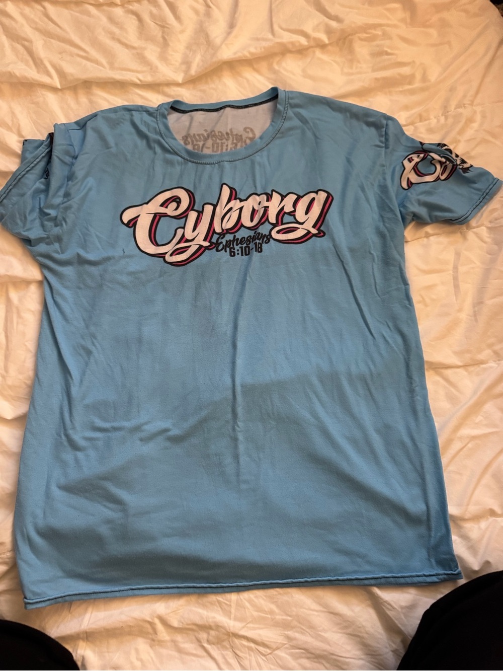 Cyborg Graphic Tee in Light Blue